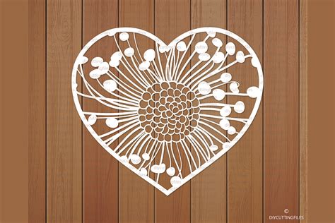 Download Floral Heart Paper Cut Template For Crafts