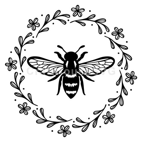 Download Floral Honey Bee Cut File Commercial Use DXF Files