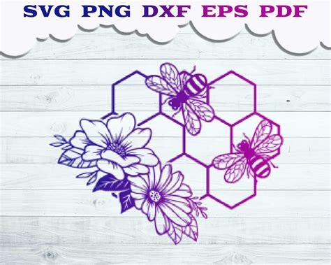 Download Floral Honey Bee Cut File Easy Edite