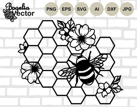 Download Floral Honey Bee Cut File Printable