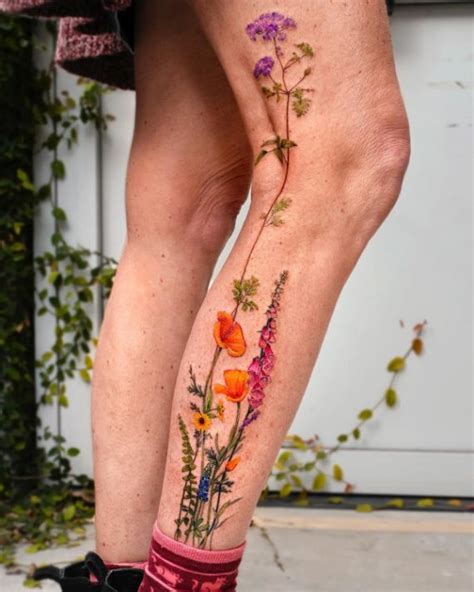 Floral Leg Tattoo