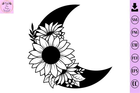 54+ Floral Moon SVG Free, Dxf Crescent Celestial. Lotus Tattoo Moon Tattoo Flower SVG Lotus Flower Moon