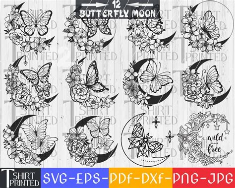 Download Floral Moon with Butterfly SVG Bundle