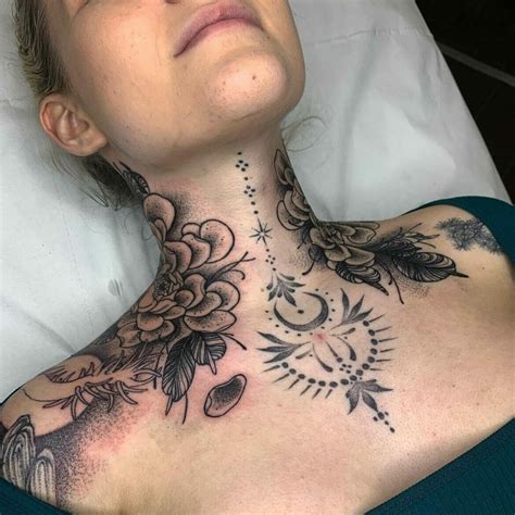 Floral Neck Tattoo