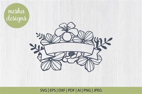 Download Floral Ribbon Banner Cut File For Crafts