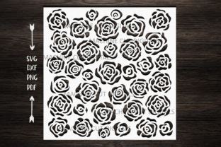 Download Floral Roses Square Pattern Stencil Crafts