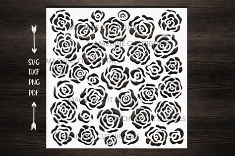Download Floral Roses Square Pattern Stencil Cut Files