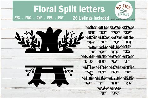 Download Floral Split Monogram Frame Letters DXF Files