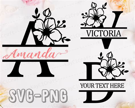 Download Floral Split Monogram Frame Letters For Cricut