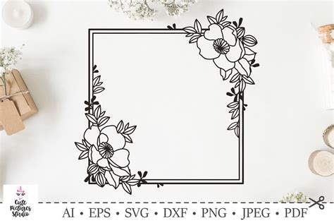 Download Floral Square Monogram Design DXF Files