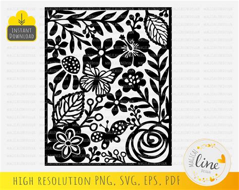 Download Floral Stencil SVG File - SVG Design Cut Files