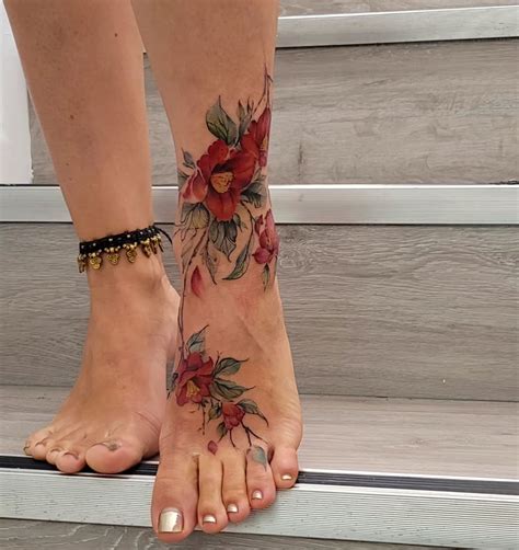 Floral Tattoo Foot