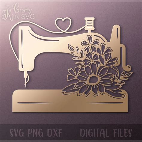 Download Floral Vintage Sewing Machine SVG DXF Files