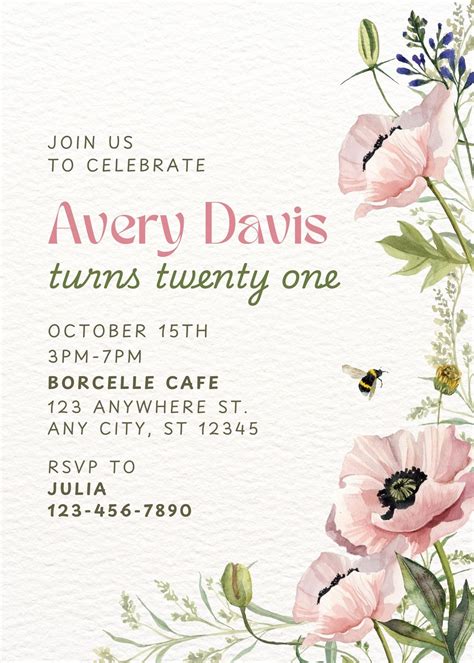 (FREE PRINTABLE) Blue Floral Wedding Invitation Template Download