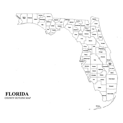 Florida Map Counties Outlined