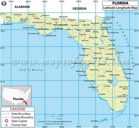 Florida Map With Latitude And Longitude