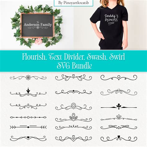 Download Flourish Text Divider Bundle Commercial Use DXF Files