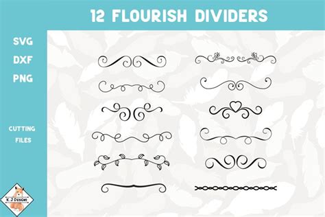 Download Flourish Text Divider Bundle Cricut SVG DXF Files