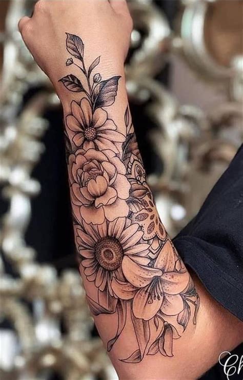 Pink Flowers Arm Best tattoo design ideas