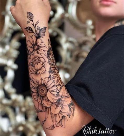 Flower Arm Tattoos For Females