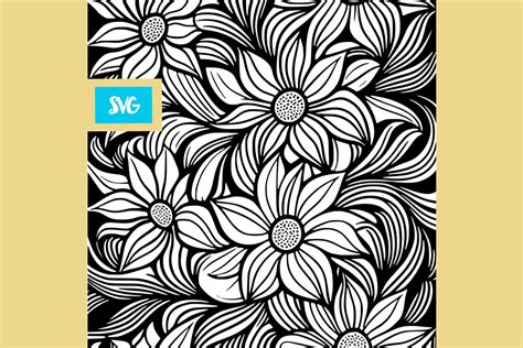 91+ Flower Background SVG, Seamless Floral Pattern Black And White Hand Drawn. Seamless. Floral Seamless Pattern SVG Cut File For Cricut Silhouette