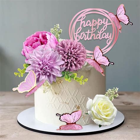 Flower Cake with Butterfly Decorations