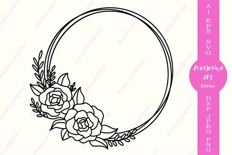 Download Flower Circle Frame Cut File DXF Files