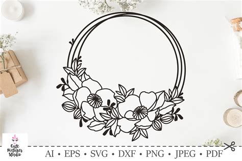 Download Flower Circle Frame DXF Files