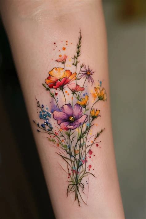 Flower Colored Tattoo