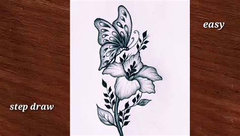 Flower Drawing with Butterfly Materials