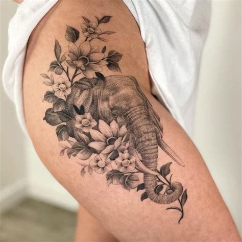 Flower Elephant Tattoo