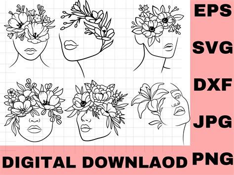 48+ Flower Head SVG, Head Of Flowers SVG, Flower Face One Line Art, (2653873). Head Of Flowers SVG Flower Face One Line Graphic By Digidreams