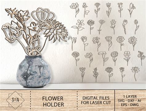 50+ Flower Holder SVG, Picked Flower Holder SVG Digital File Flowers For Mom Mommy Diy Paint. Flower Holder SVG File Laser Cut File SVG Mason Jar Flower