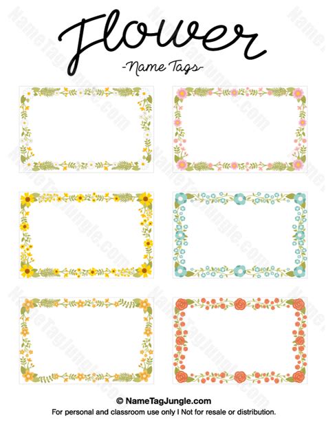 Flower Name Tags Free Printables