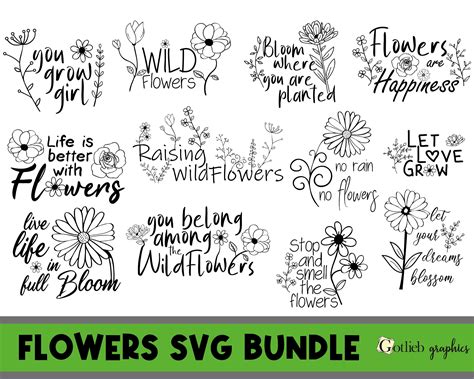 Download Flower Quotes Bundle Cricut SVG