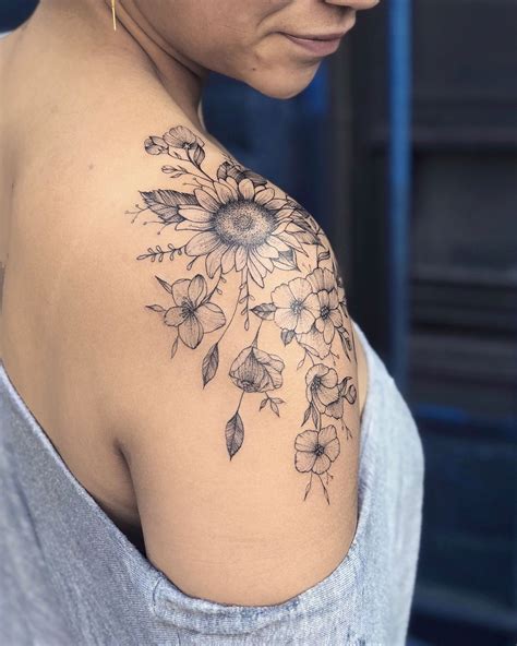 Flower Shoulder Tattoos For Women