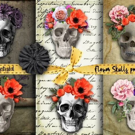Download Flower Skulls Elements ClipArt Cut Files