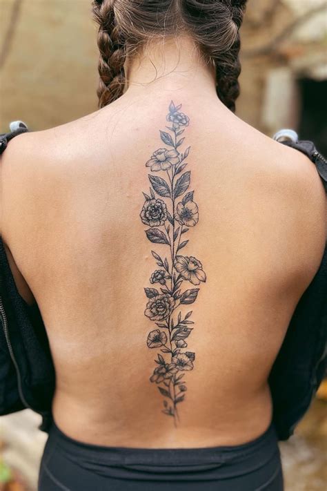 Flower Spine Tattoo
