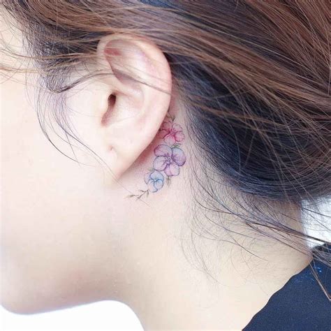 Flower Tattoo Behind The Ear