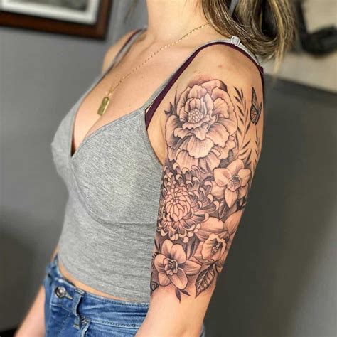 Half sleeve flower tattoo Tattoos, Arm band tattoo