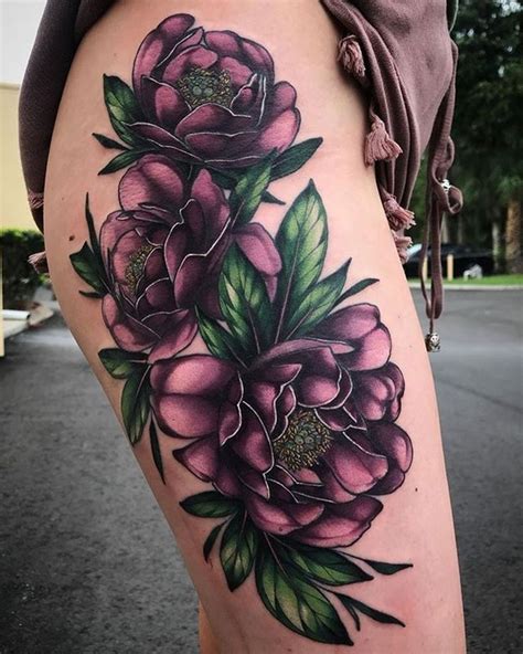 Large and beautiful peonies Hip thigh tattoos, Floral
