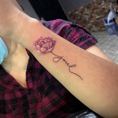 Flower With Name Tattoo