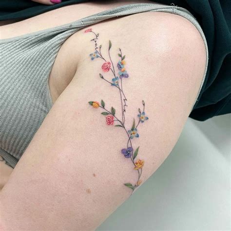 Flower With Vine Tattoo Design