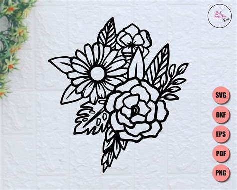 Download Flowers - Coloring Book Design SVG File - SVG Design Cricut SVG DXF Files