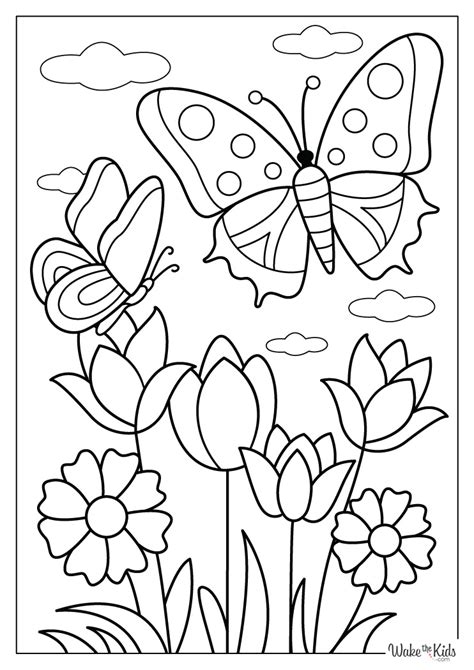 Flowers And Butterflies Coloring Pages By Number