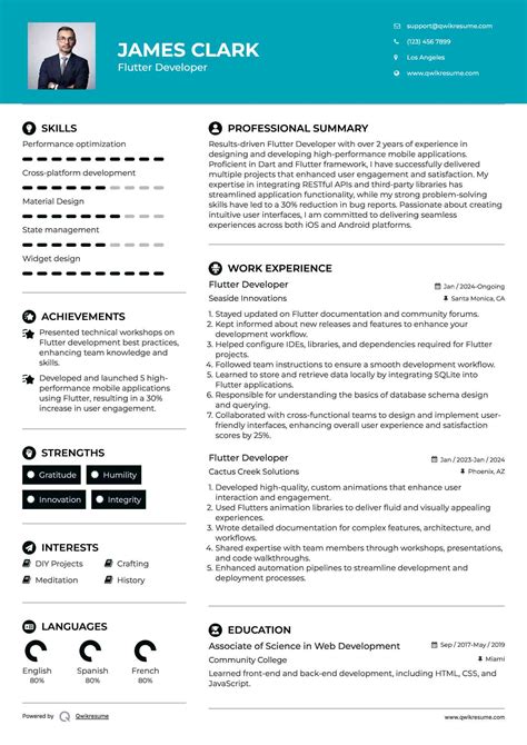 Flutter Developer Resume Template