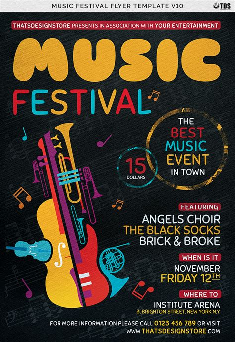 Music Festival Flyer Template V3 (22696) Flyers Design Bundles