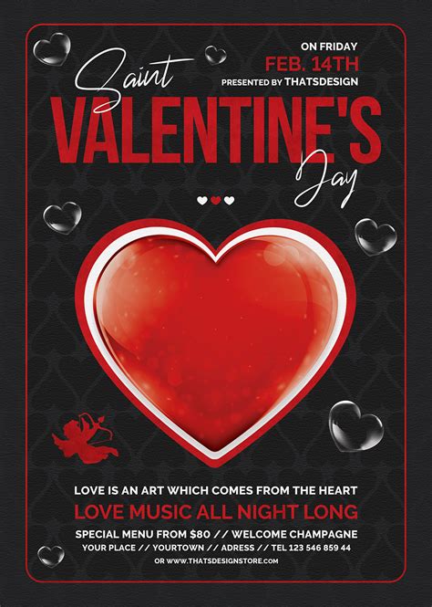 valentines day party event flyer template design Download Free Vector