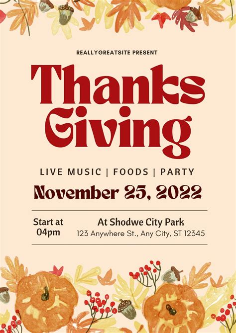 Thanksgiving Dinner Event Flyer Template FlyerHeroes