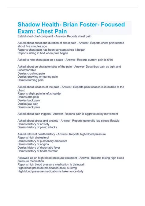 Focused Exam for Chest Pain prognosis image
